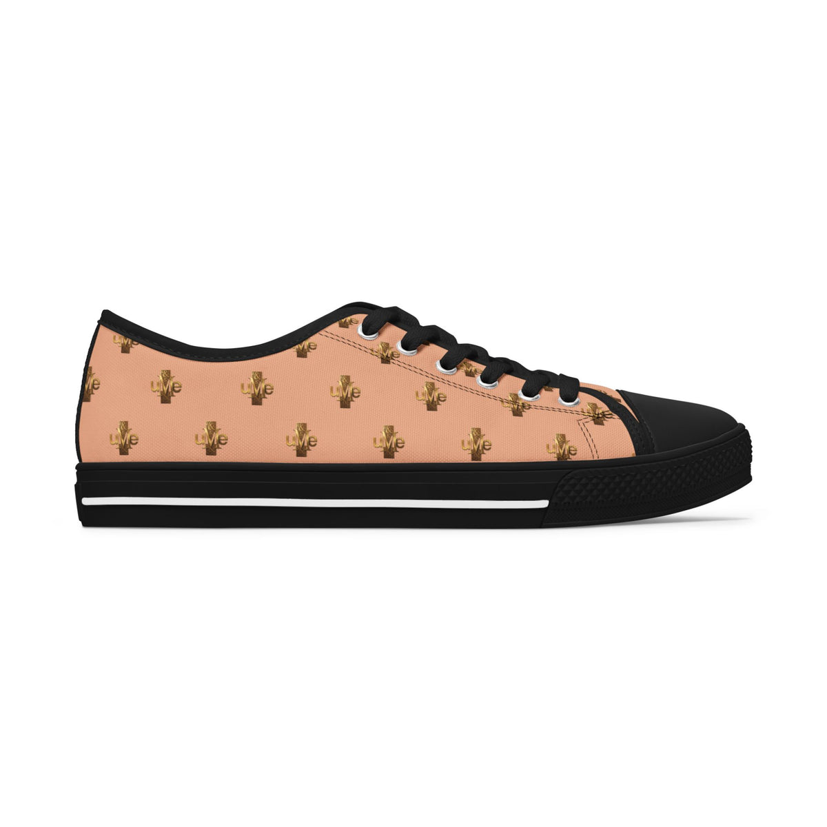 Women’s Low-Top Sneakers — Light Peach All-Over Print
