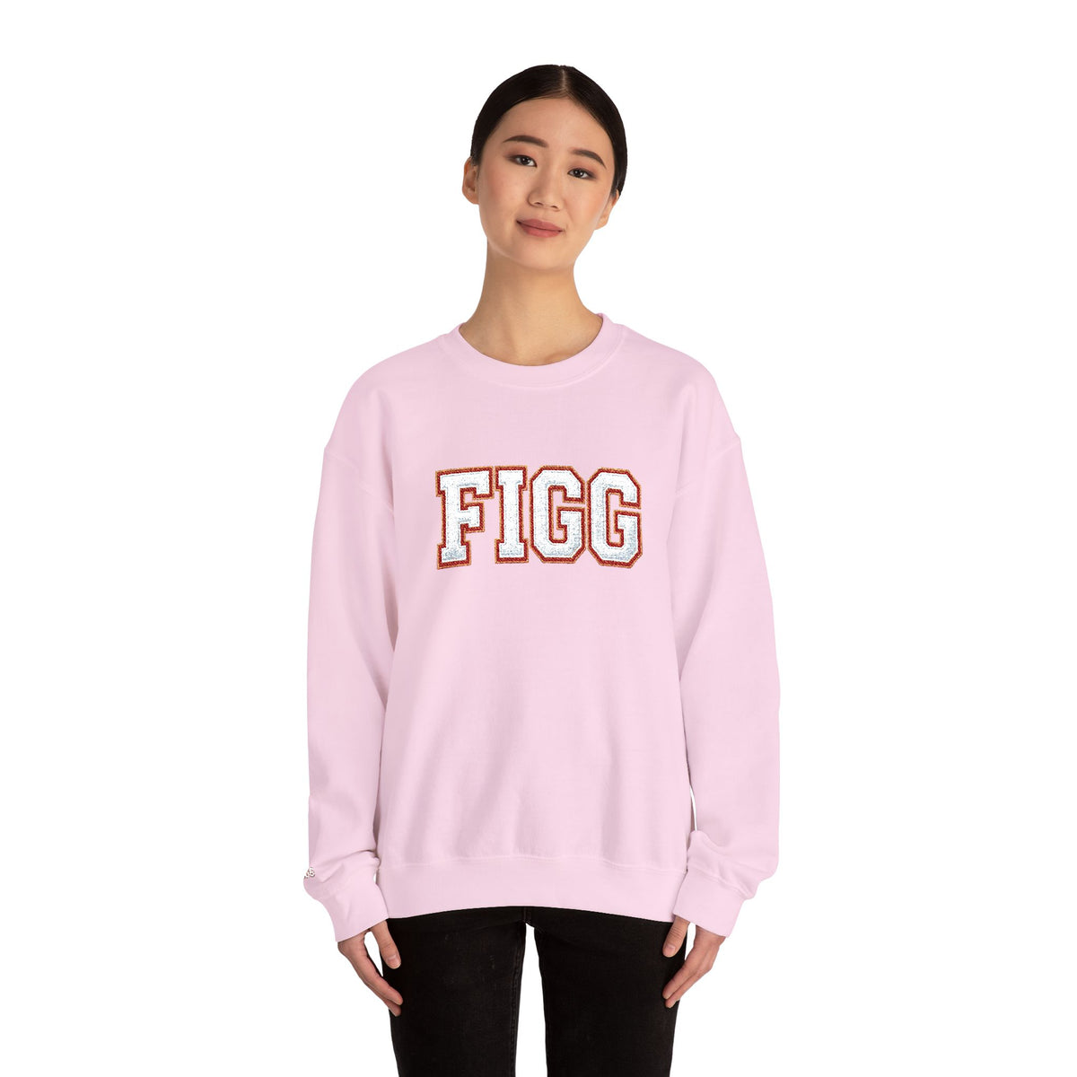 FFiGG Embroidered Collegiate Crewneck — Sport Grey, Black & More Colors