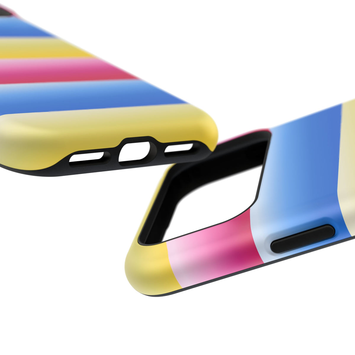 Striped Magnetic Impact-Resistant Phone Case — Colorful Pink Blue Yellow Protection