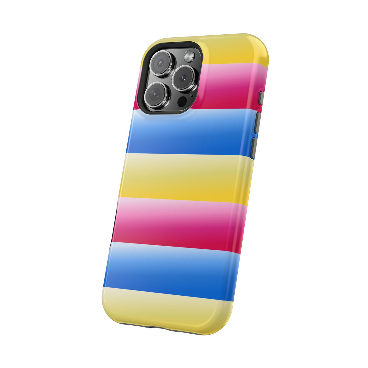 Striped Magnetic Impact-Resistant Phone Case — Colorful Pink Blue Yellow Protection