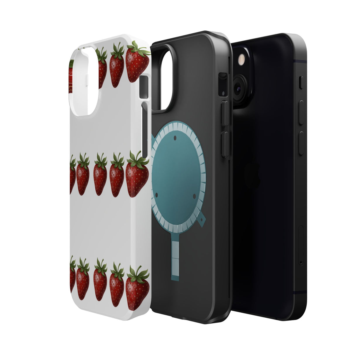 Strawberry Row Phone Case — White MagSafe Magnetic Impact-Resistant Cover