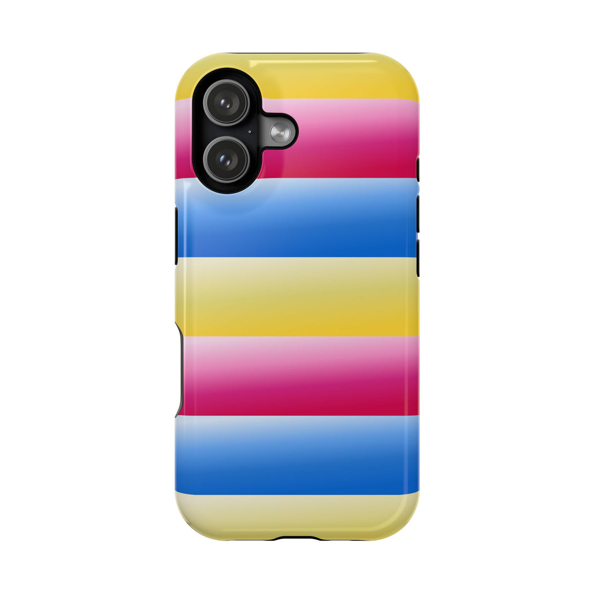 Striped Magnetic Impact-Resistant Phone Case — Colorful Pink Blue Yellow Protection