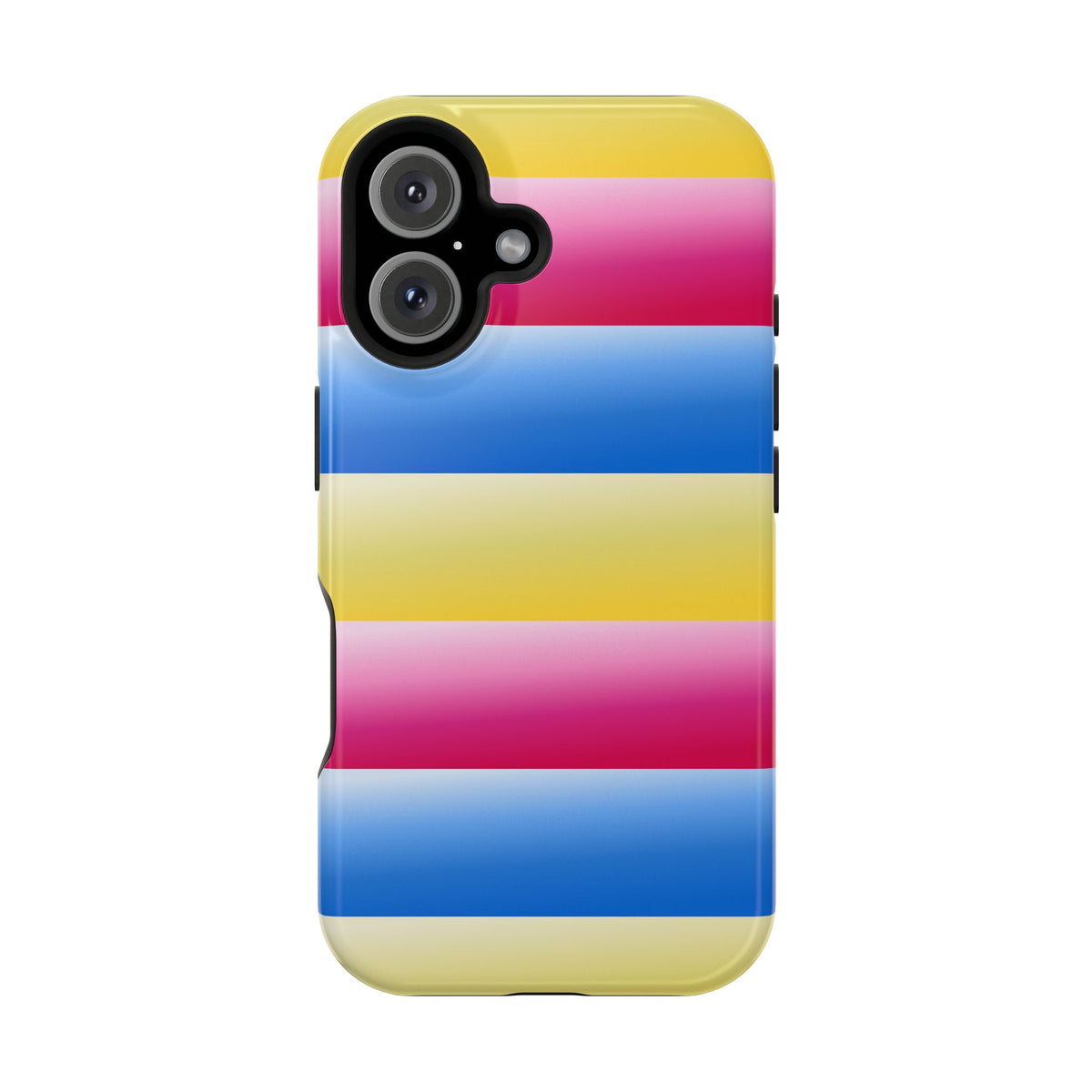 Striped Magnetic Impact-Resistant Phone Case — Colorful Pink Blue Yellow Protection