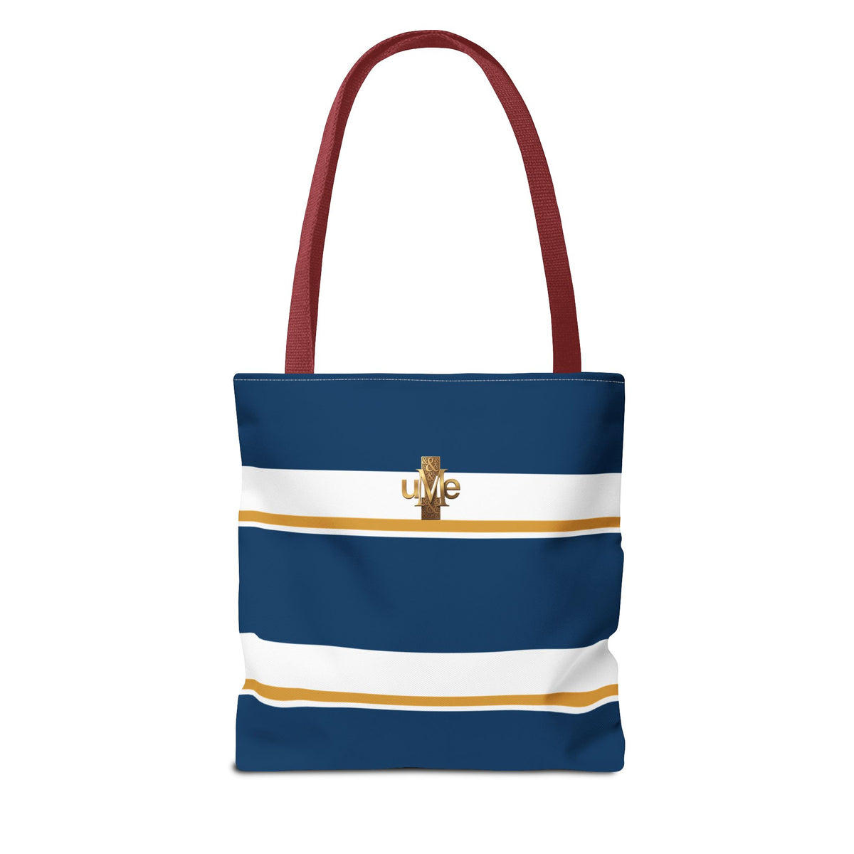 LIVE Cross Tote Bag — Navy & White Stripes with Gold Motif