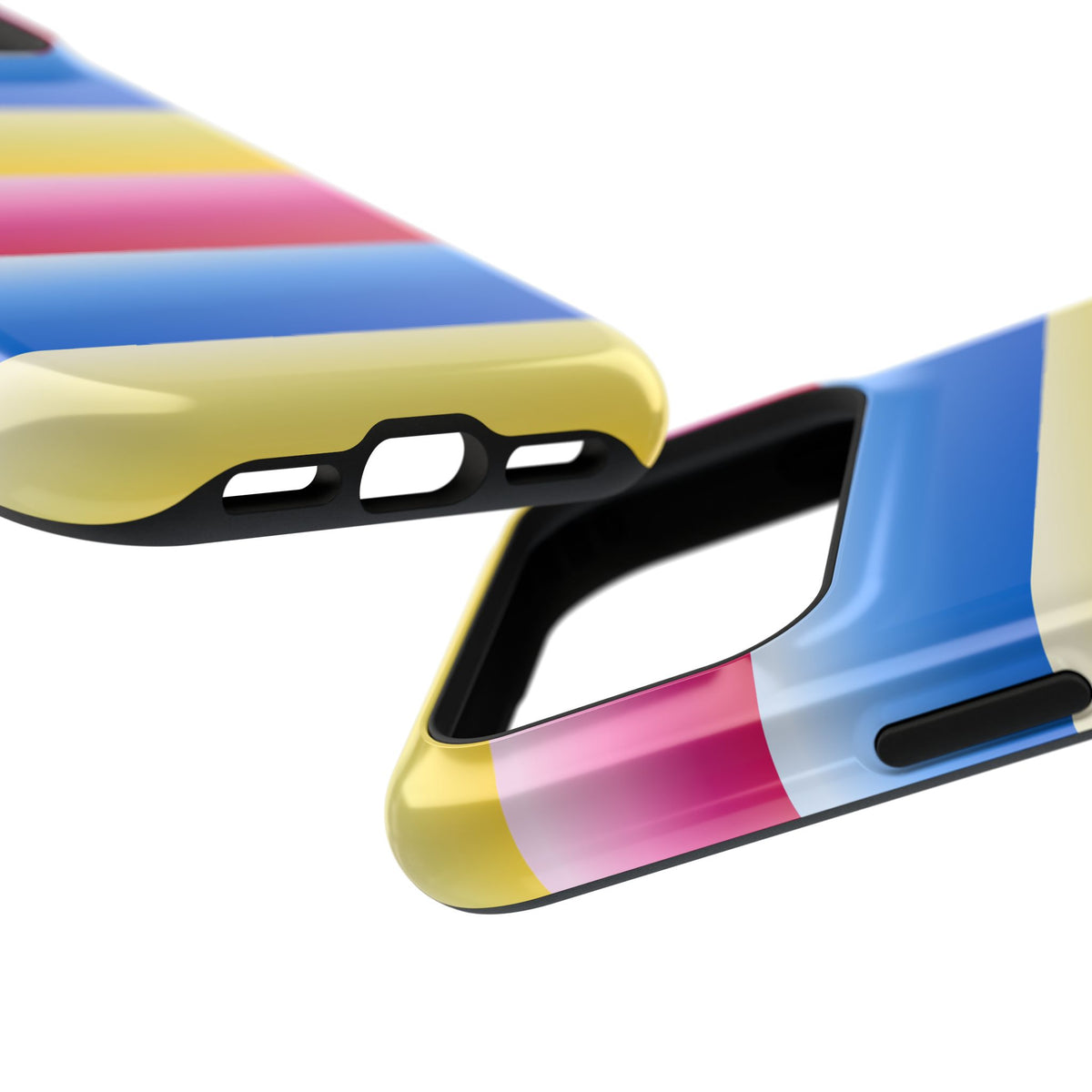 Striped Magnetic Impact-Resistant Phone Case — Colorful Pink Blue Yellow Protection