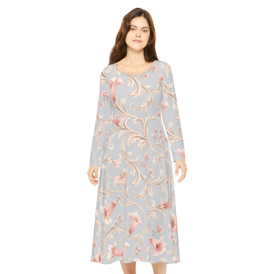 Floral Vintage Swing Dress — Long Sleeve AOP Dance Dress