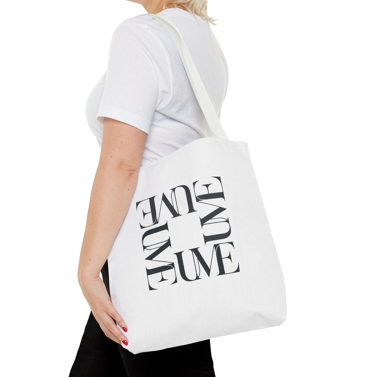 UME Square Typography Tote Bag — White