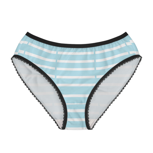 Sky Blue Stripe Lace-Trim Women’s Briefs — Soft Bikini Underwear