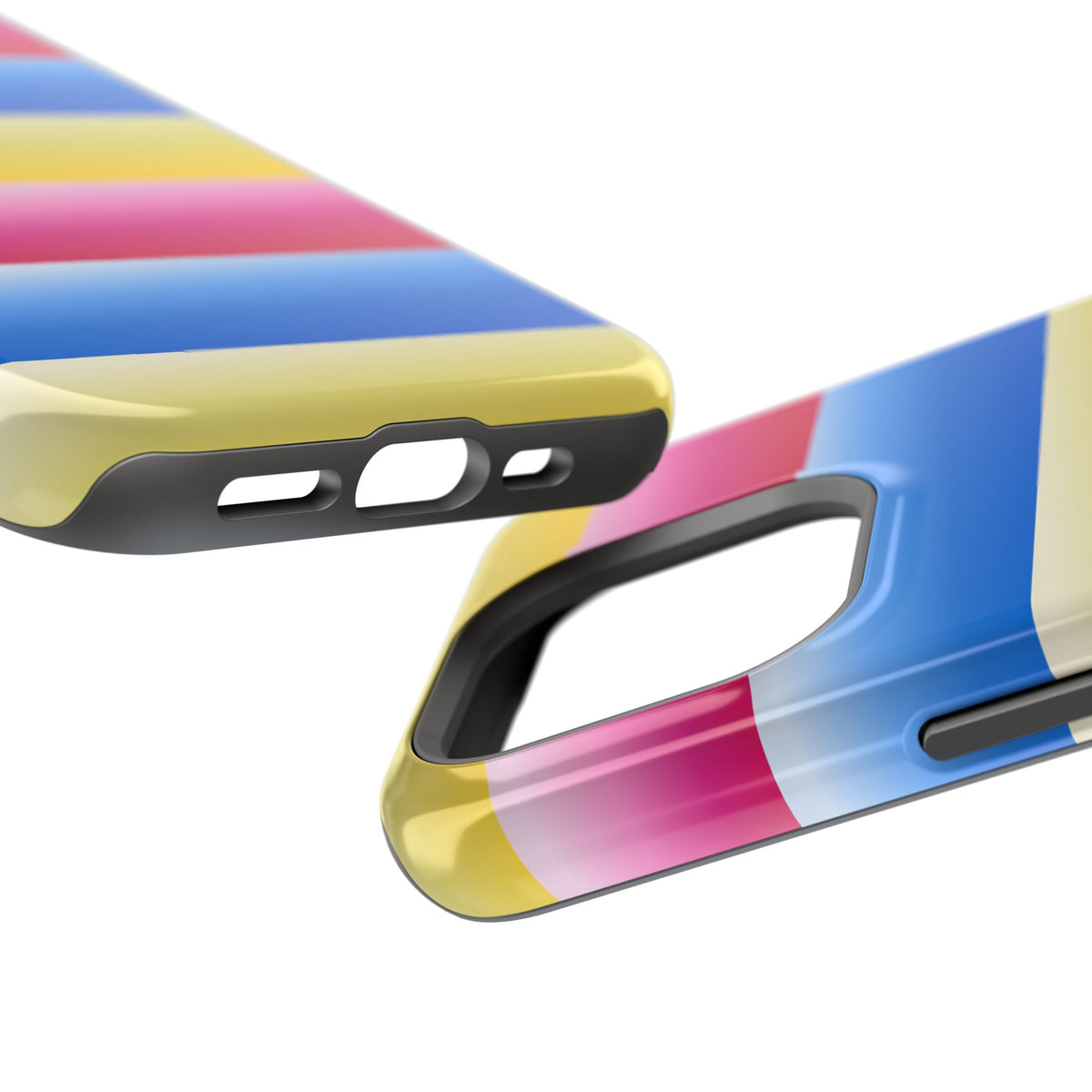 Striped Magnetic Impact-Resistant Phone Case — Colorful Pink Blue Yellow Protection
