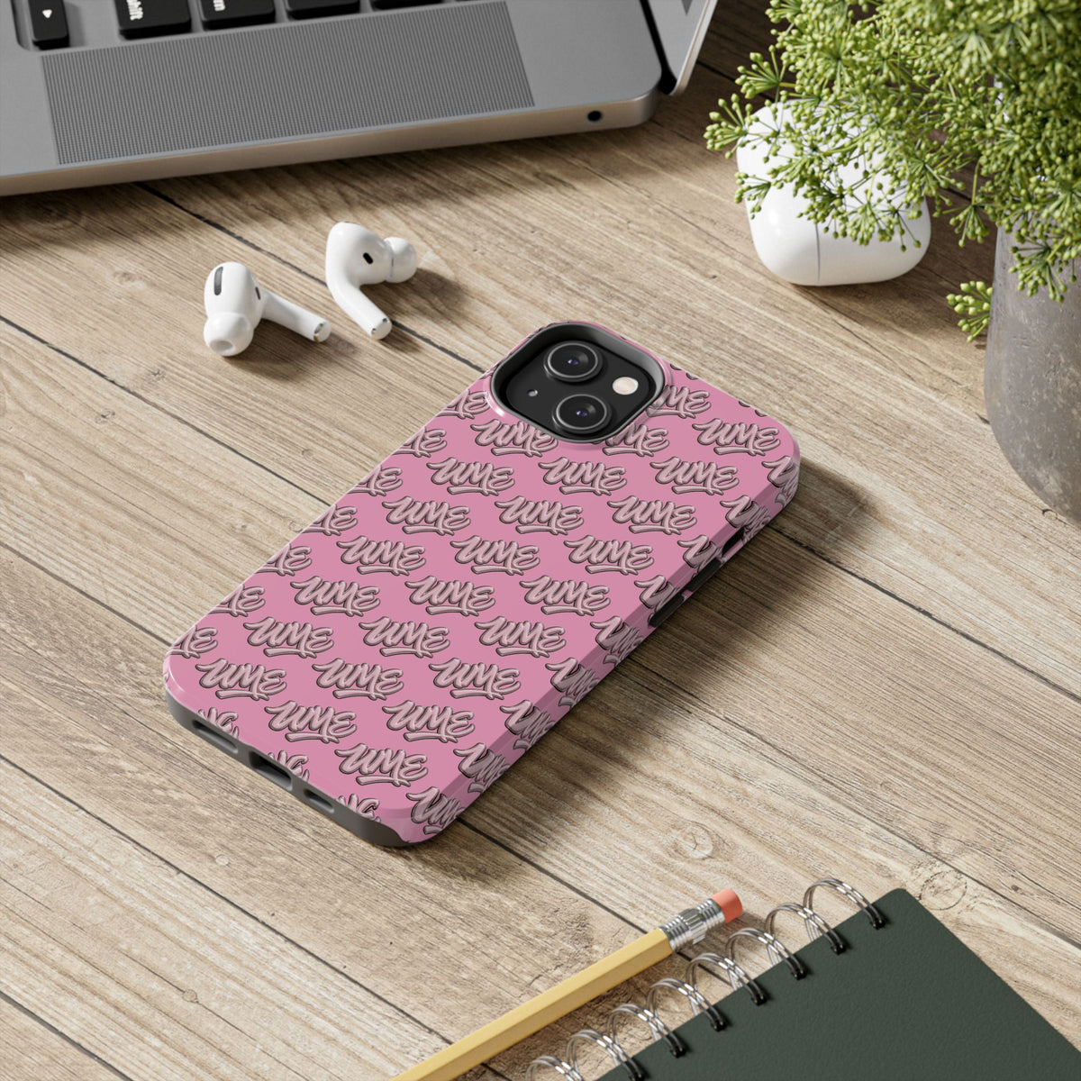 UME Tough Phone Case — Pink Logo Print | iPhone & Samsung