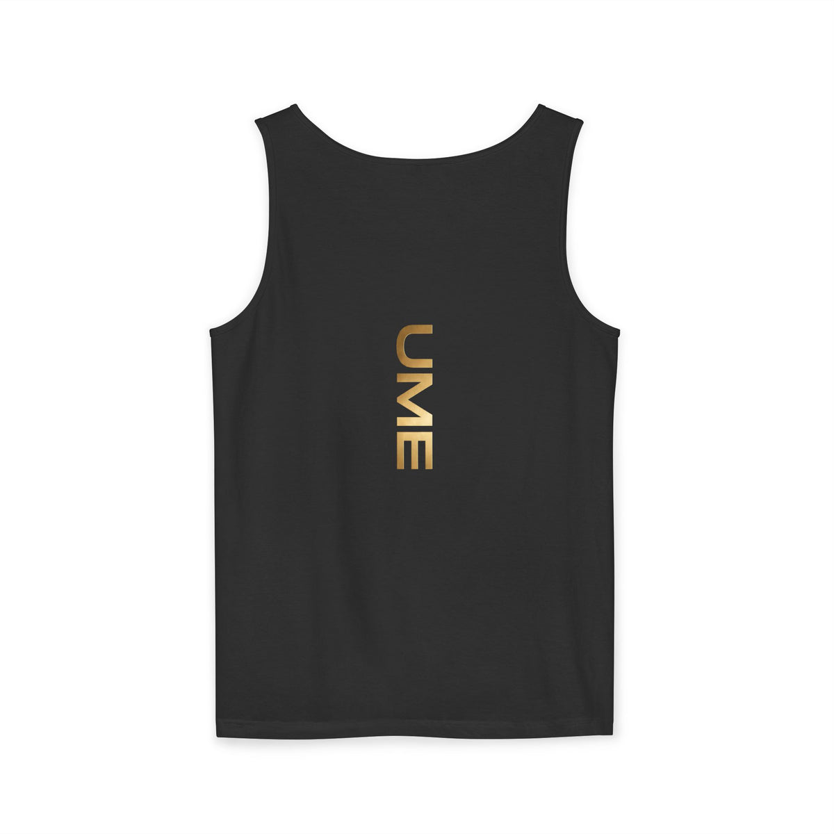 UME Gold Vertical Logo Tank Top – Garment-Dyed Unisex Muscle Tee