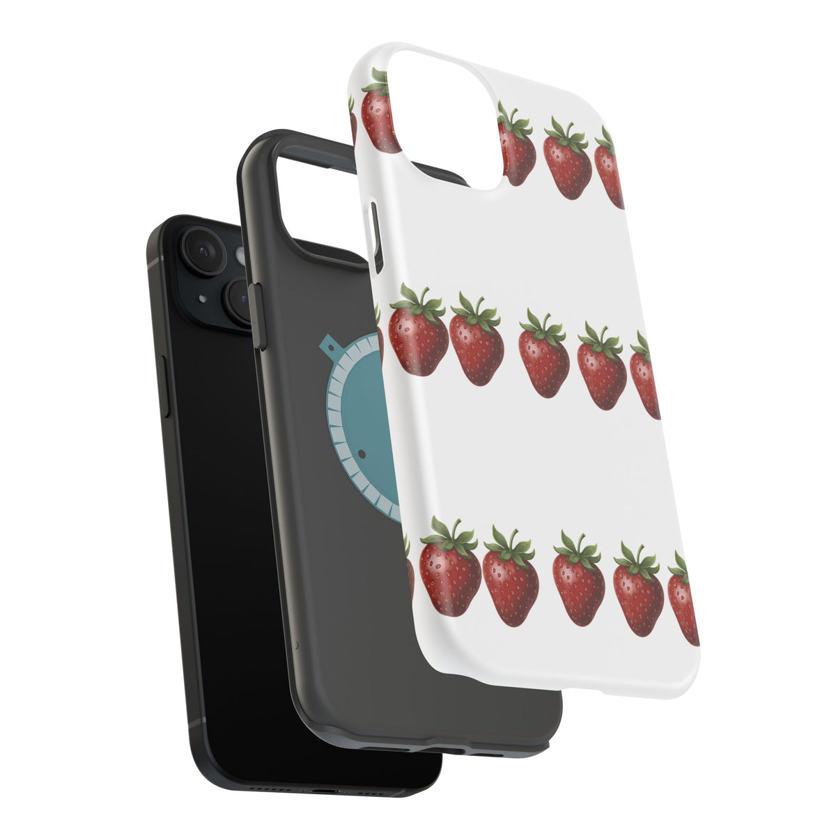 Strawberry Row Phone Case — White MagSafe Magnetic Impact-Resistant Cover