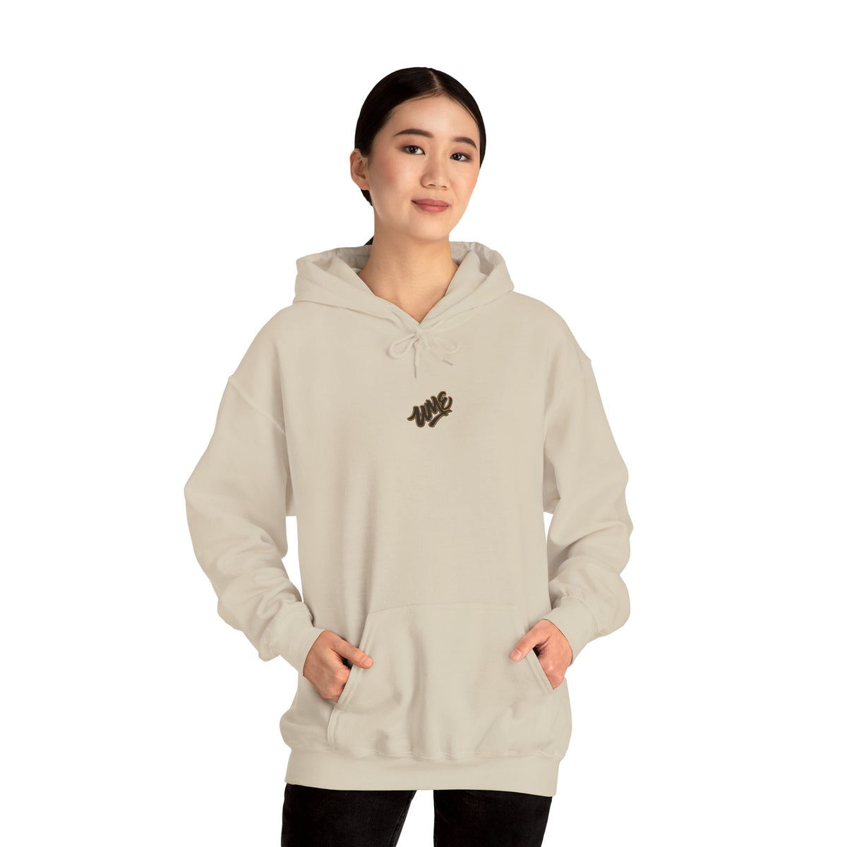 Hoodie — White UME Black Logo All-Over Print