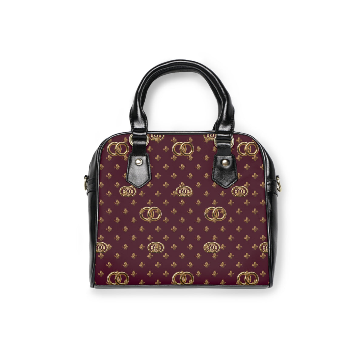 Vintage Monogram Shoulder Handbag — Burgundy & Gold Patterned Purse
