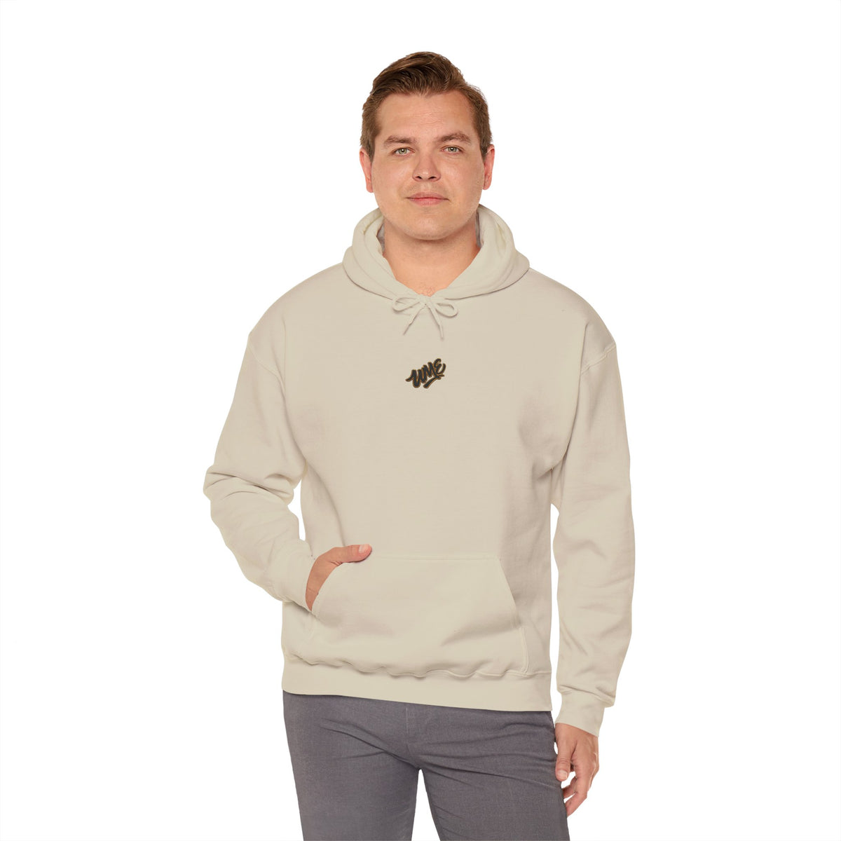 Hoodie — White UME Black Logo All-Over Print
