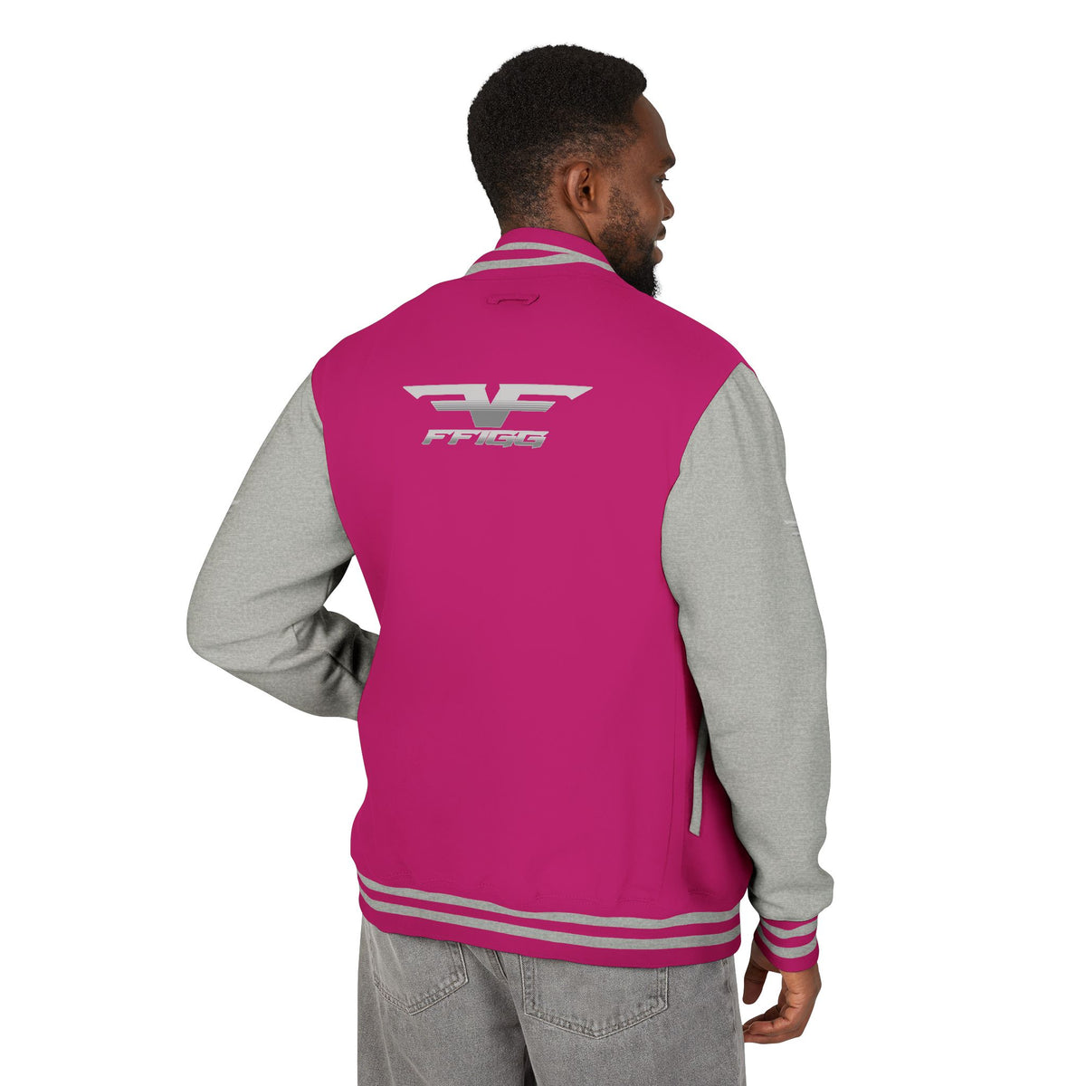 Black and White Varsity Jacket with Winged Logo