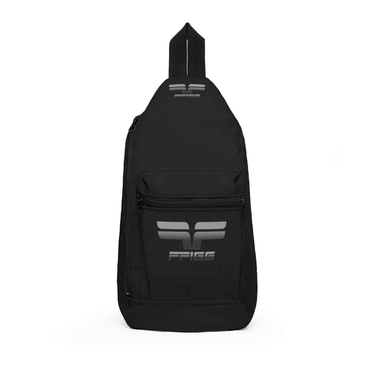 Black Minimalist Sling Bag with Front Zip Pocket