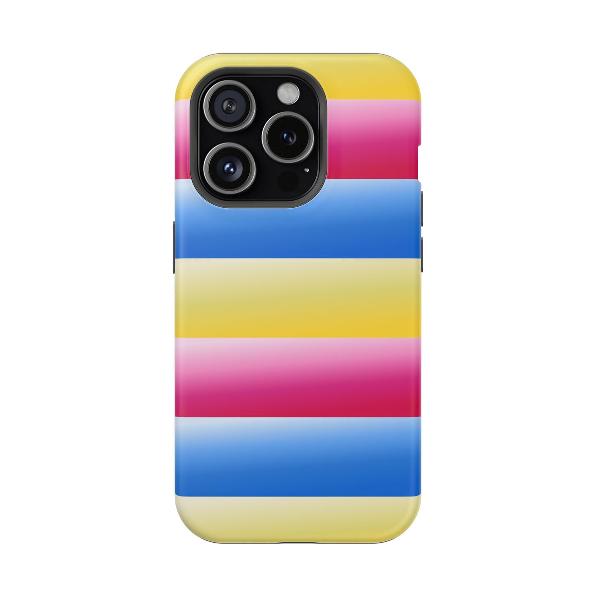 Striped Magnetic Impact-Resistant Phone Case — Colorful Pink Blue Yellow Protection