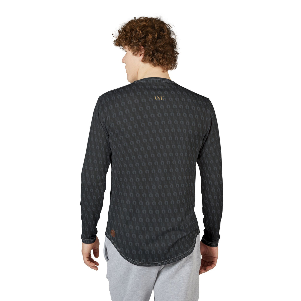 Men’s Long Sleeve Shirt — Black Monogram All-Over Print
