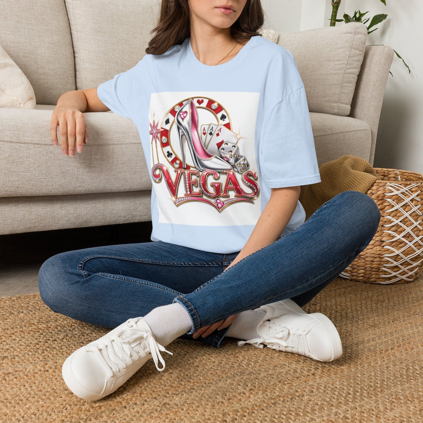 Las Vegas Casino Heels T-Shirt – Retro Vegas Cards & Dice Graphic