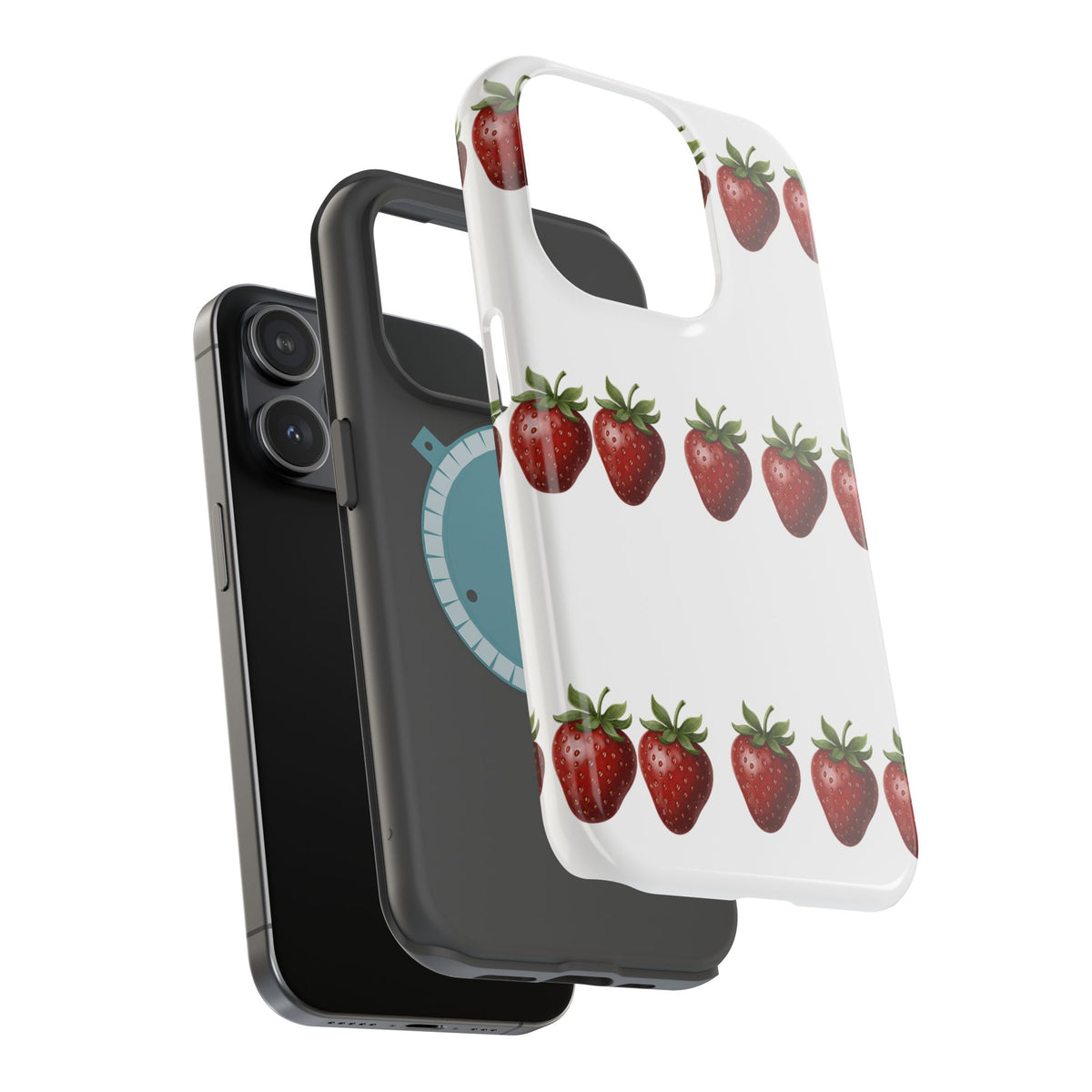 Strawberry Row Phone Case — White MagSafe Magnetic Impact-Resistant Cover