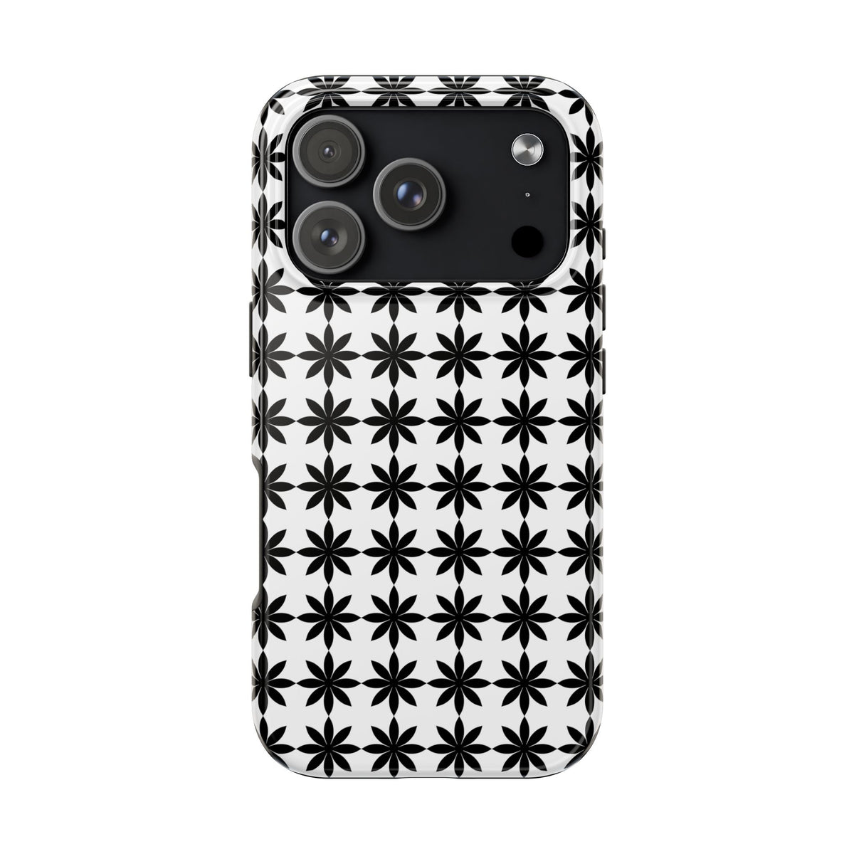 Tough Phone Case — Black & White Geometric Star Pattern