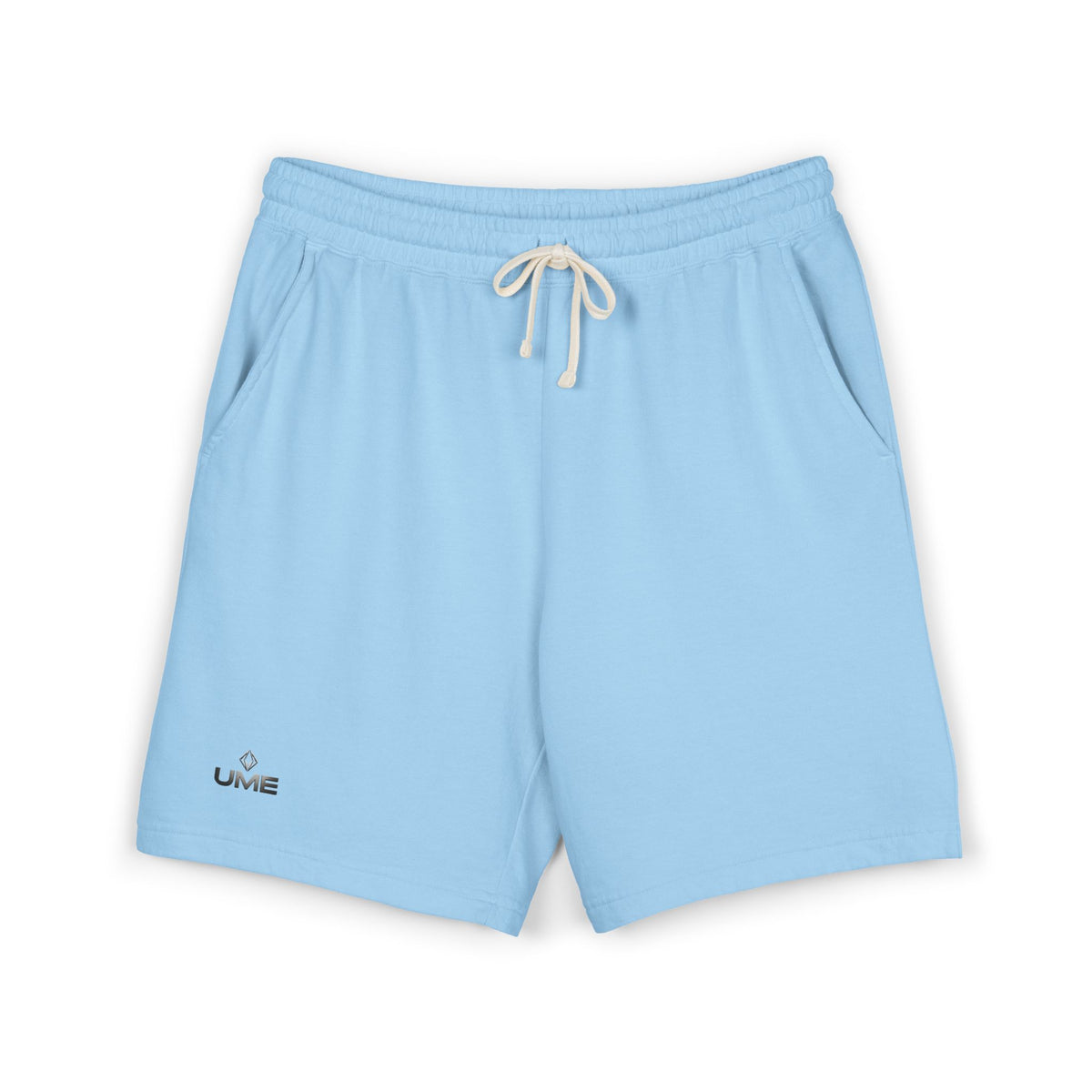 Fleece Sweat Shorts — Garment-Dyed UME Dark Grey Logo All-Over Print