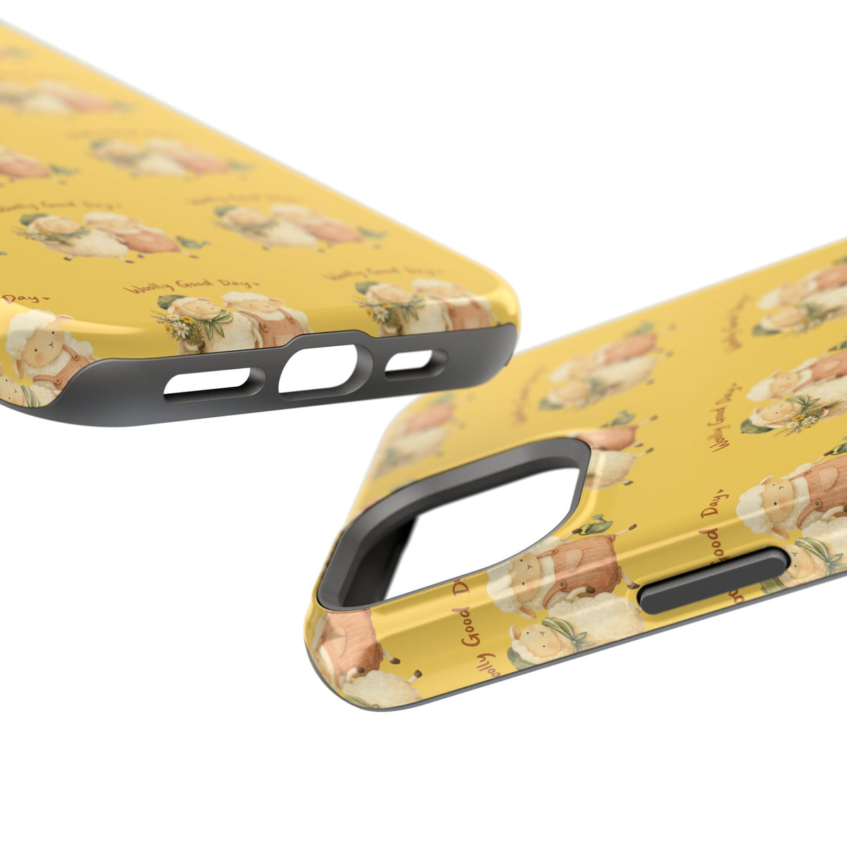 "Woolly Good Day" Phone Case — Yellow Sheep Pattern Magnetic Impact-Resistant Cover