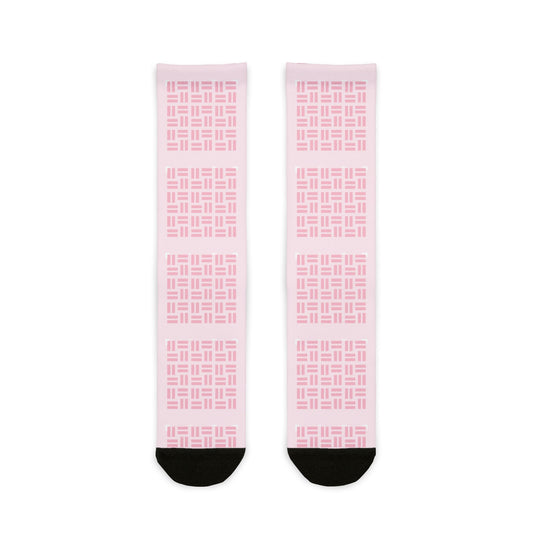 Pink Grid Pattern Crew Socks — Sublimation Athletic Socks