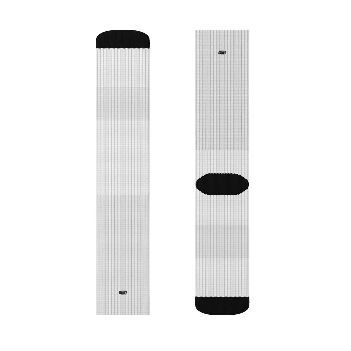 White Sublimation Crew Socks – Black Heel & Toe