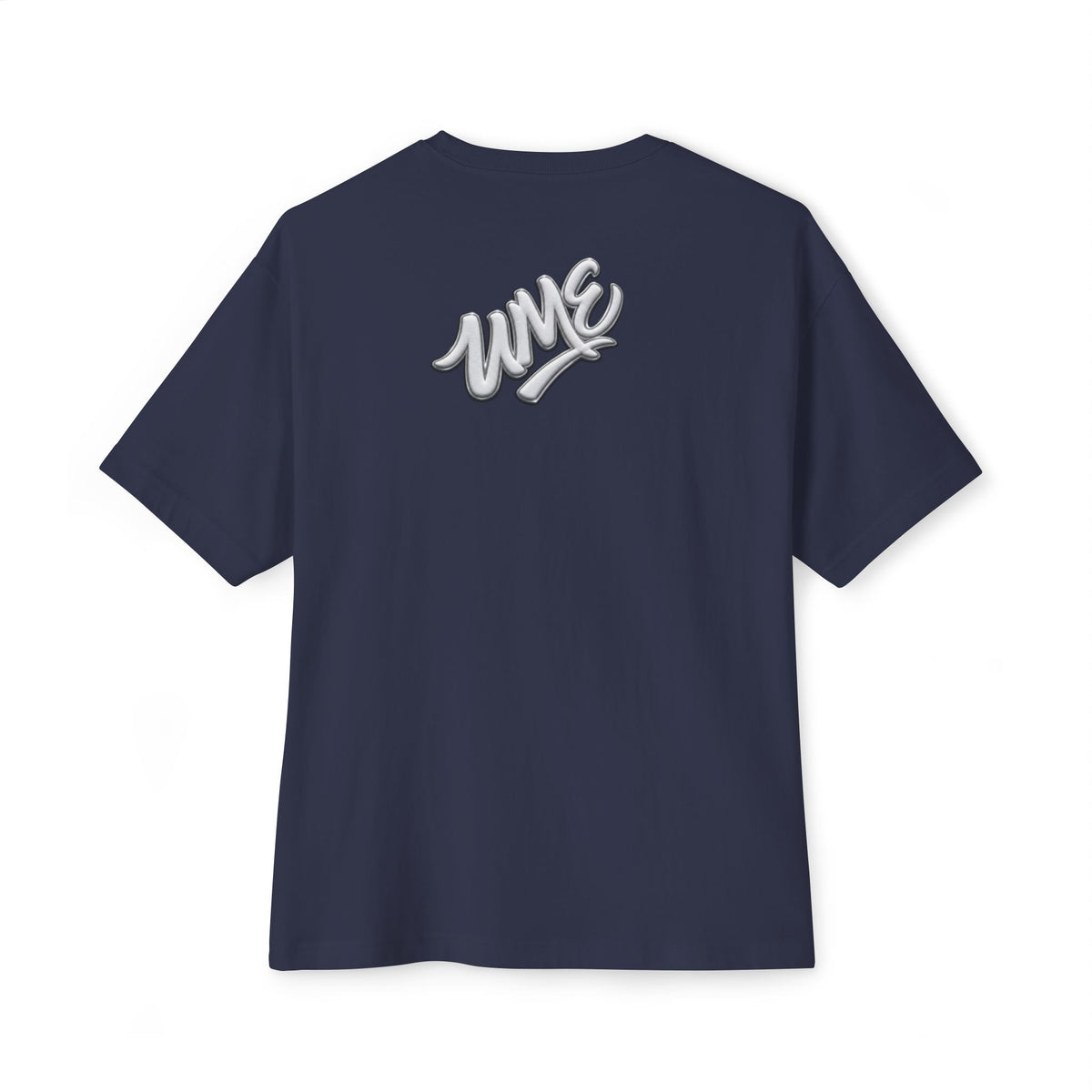 UME Script Logo Boxy Tee — White Oversized Graphic T-Shirt
