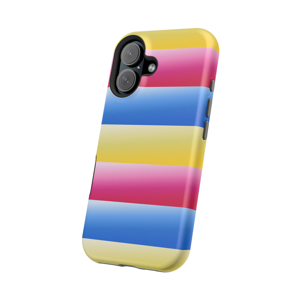 Striped Magnetic Impact-Resistant Phone Case — Colorful Pink Blue Yellow Protection