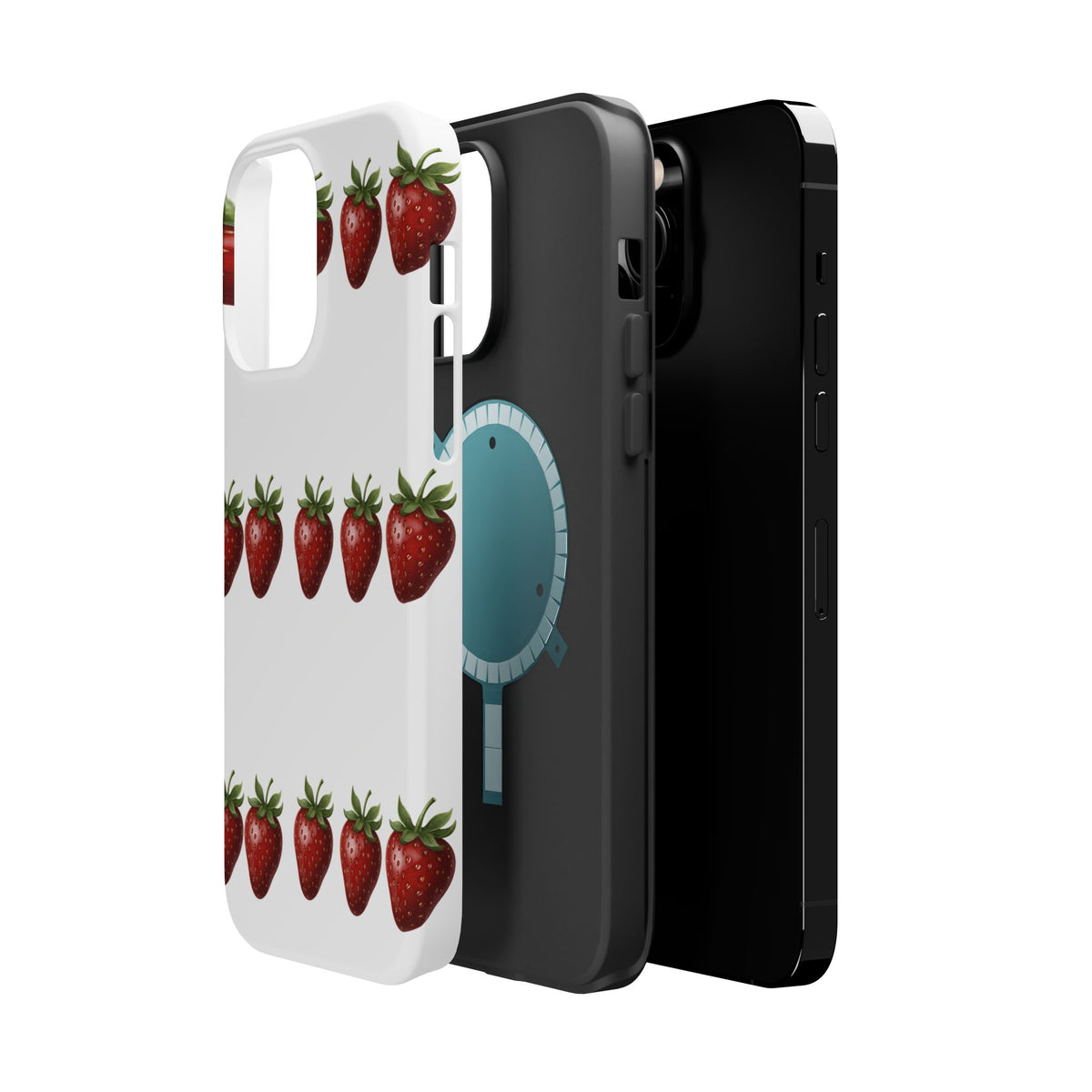 Strawberry Row Phone Case — White MagSafe Magnetic Impact-Resistant Cover