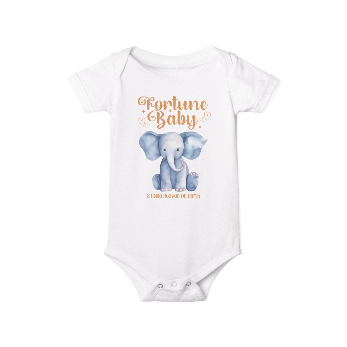 Fortune Baby Elephant Infant Onesie — Cute Blue Elephant Baby Bodysuit