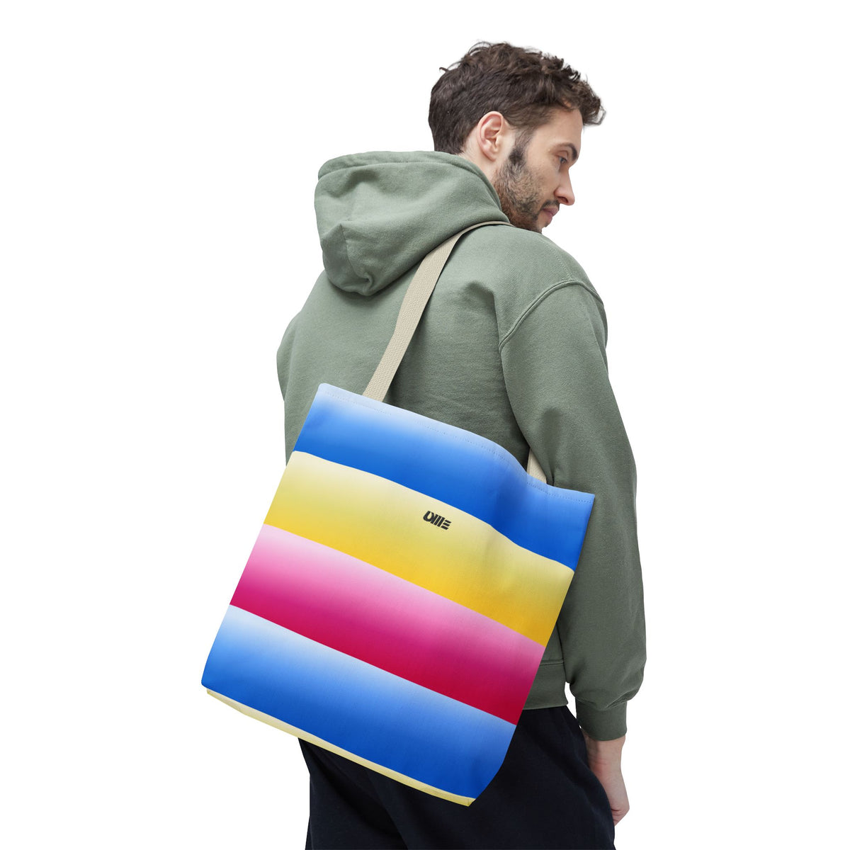 Colorful Pride Stripes Tote Bag – Pastel Blue, Yellow & Pink AOP