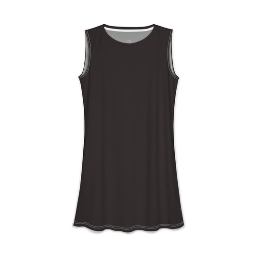Black Sleeveless A-Line Shift Dress — Everyday Casual Midi Dress
