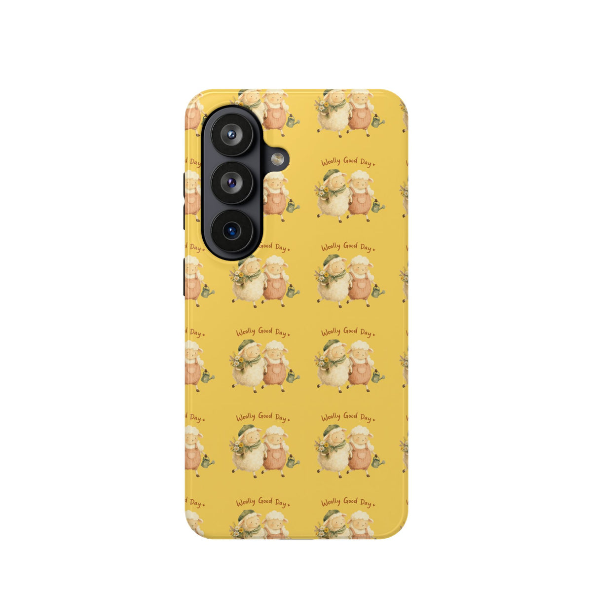 "Woolly Good Day" Phone Case — Yellow Sheep Pattern Magnetic Impact-Resistant Cover