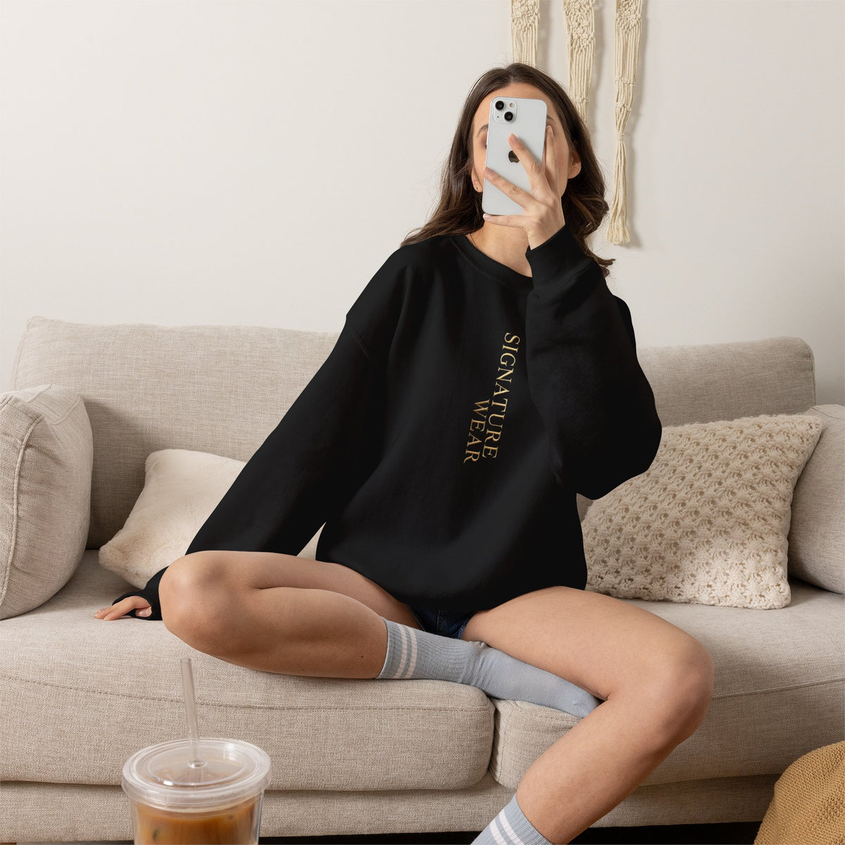 Signature Wear Minimalist Crewneck Sweatshirt — Black, Sand & More