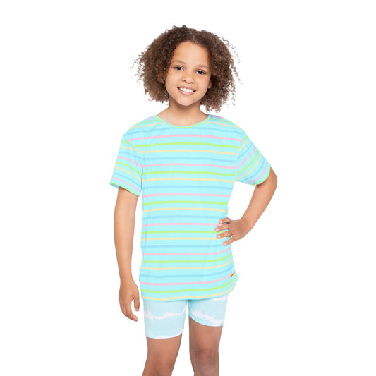 Kids Stripe Sports Jersey — Pastel Rainbow Athletic Tee