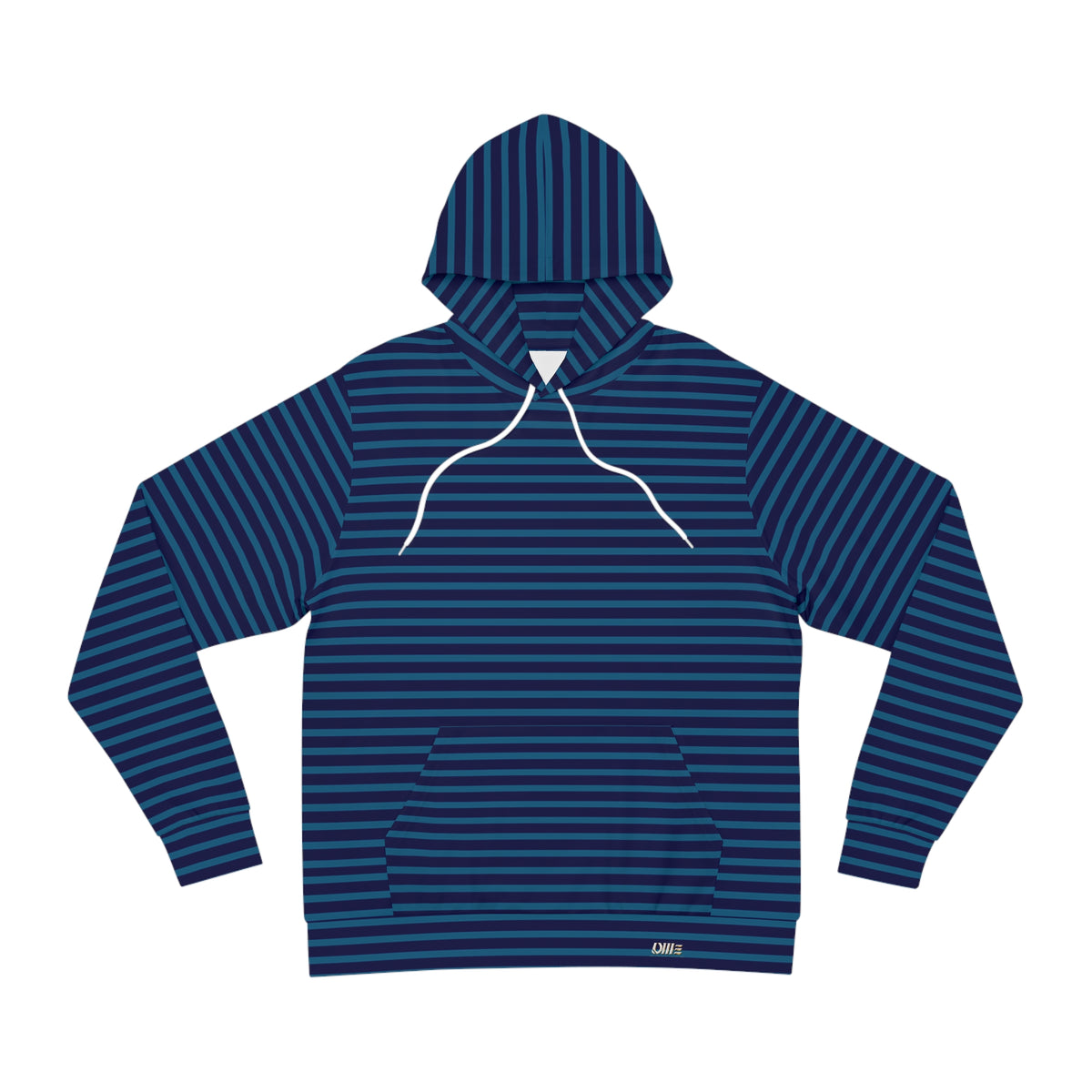 Blue Striped Fashion Hoodie — Navy UME All-Over Print Casual Pullover