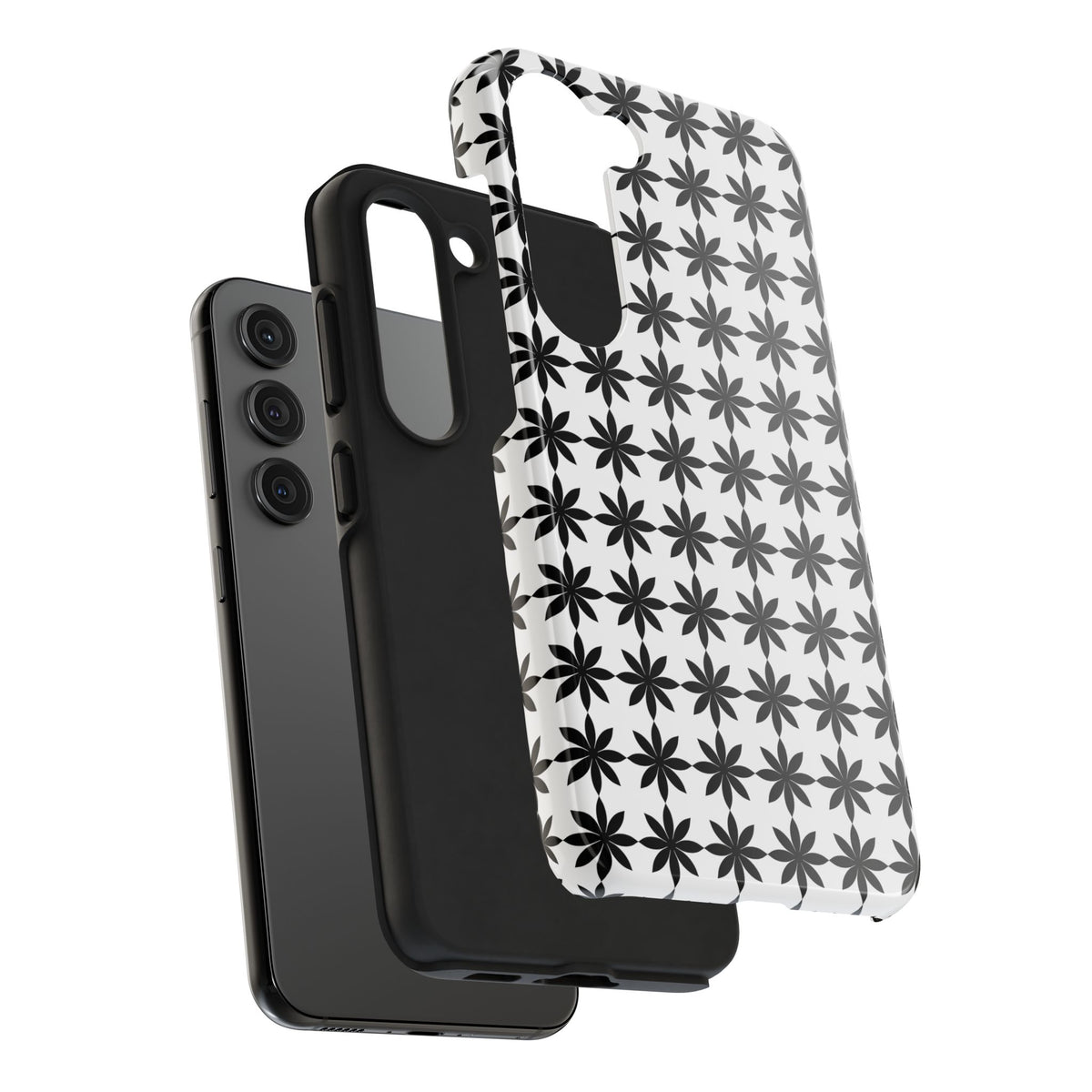 Tough Phone Case — Black & White Geometric Star Pattern