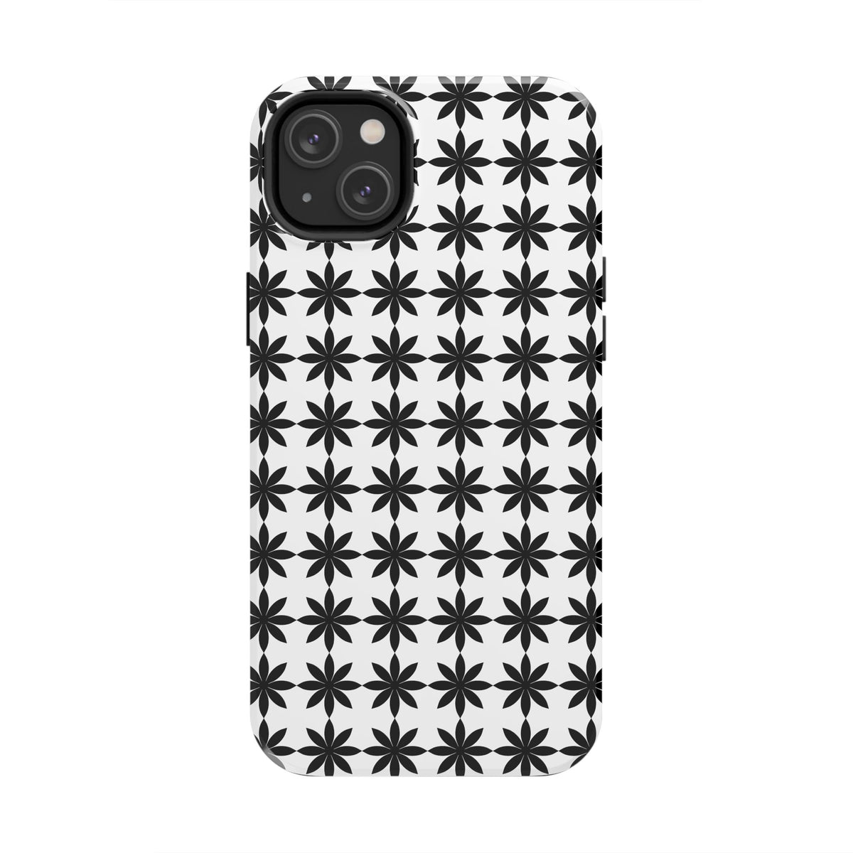 Tough Phone Case — Black & White Geometric Star Pattern