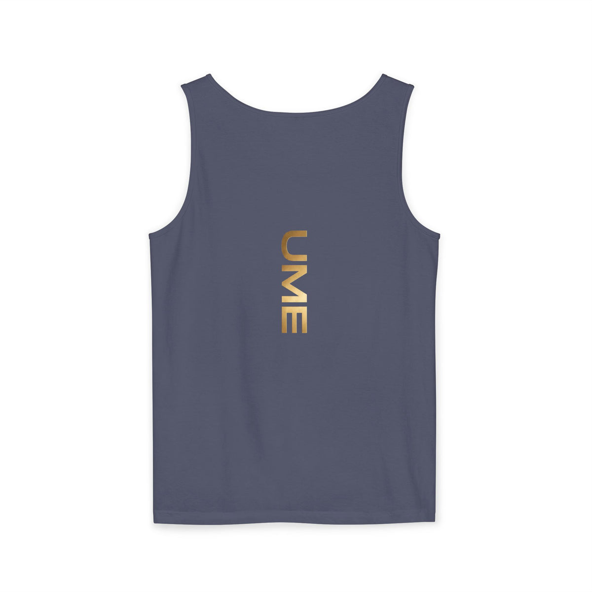 UME Gold Vertical Logo Tank Top – Garment-Dyed Unisex Muscle Tee
