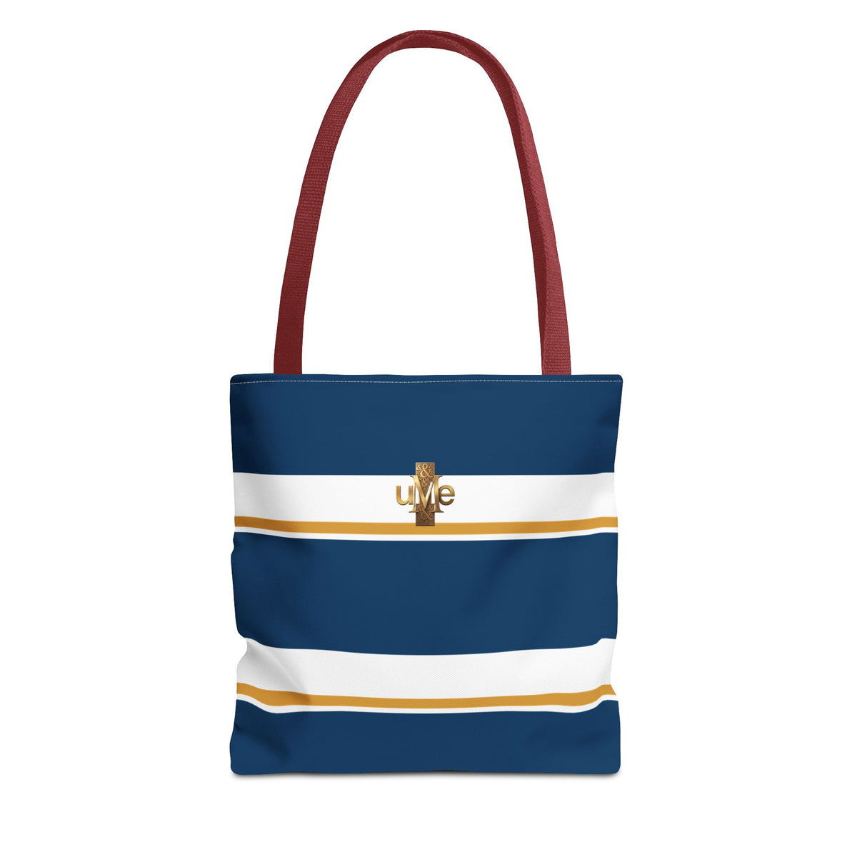 LIVE Cross Tote Bag — Navy & White Stripes with Gold Motif