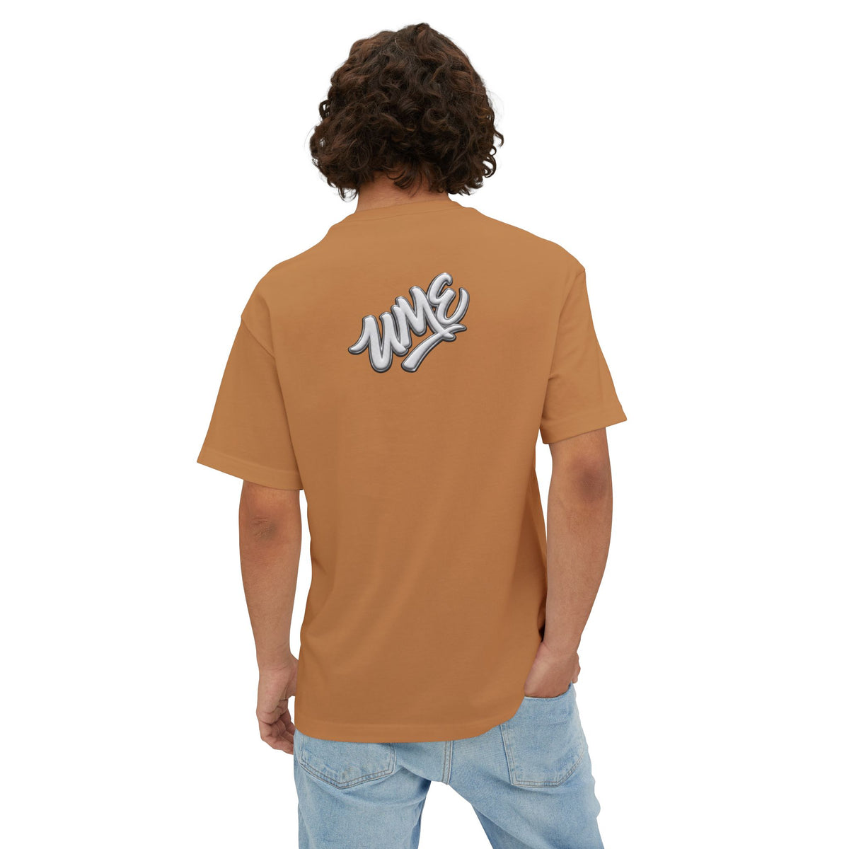 UME Script Logo Boxy Tee — White Oversized Graphic T-Shirt