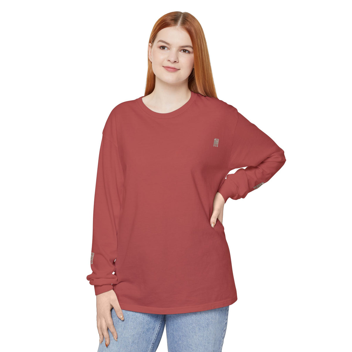 Garment-Dyed Long-Sleeve T-Shirt — Multi-Color Minimal Graphic