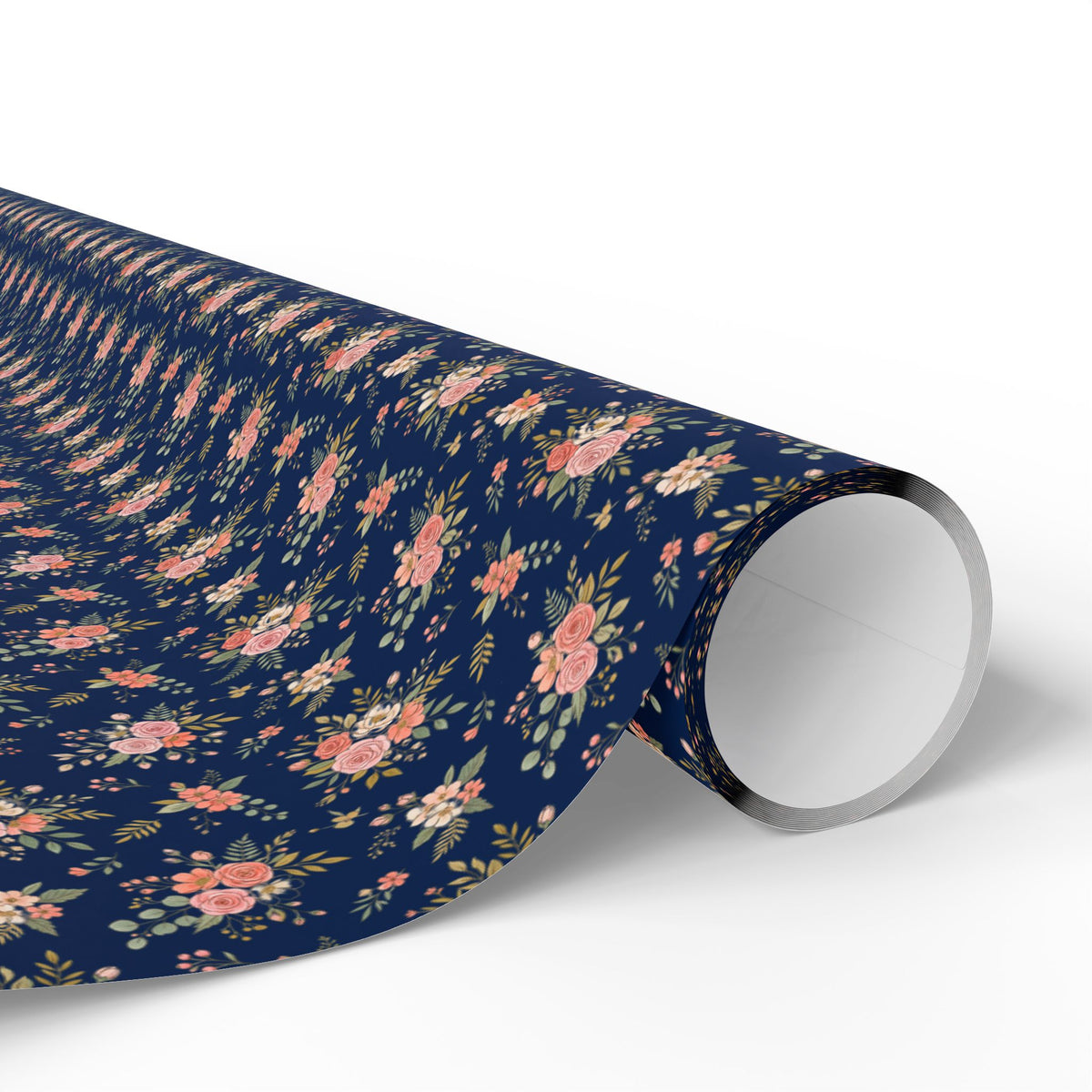 Floral Navy Wrapping Paper Roll — Vintage Rose Gift Wrap for Birthdays & Anniversaries
