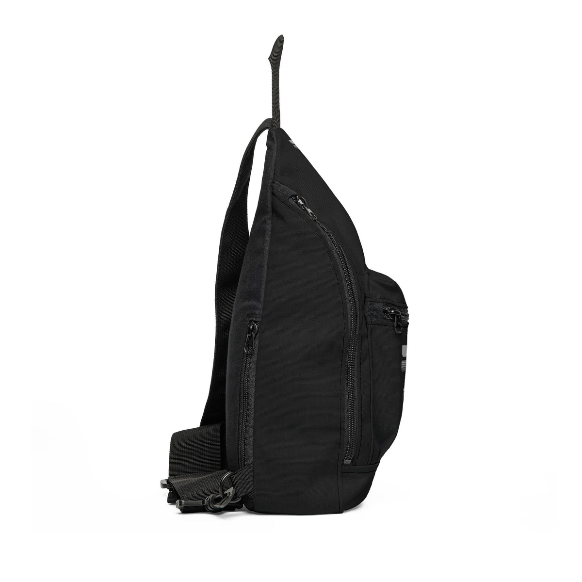 Black Minimalist Sling Bag with Front Zip Pocket