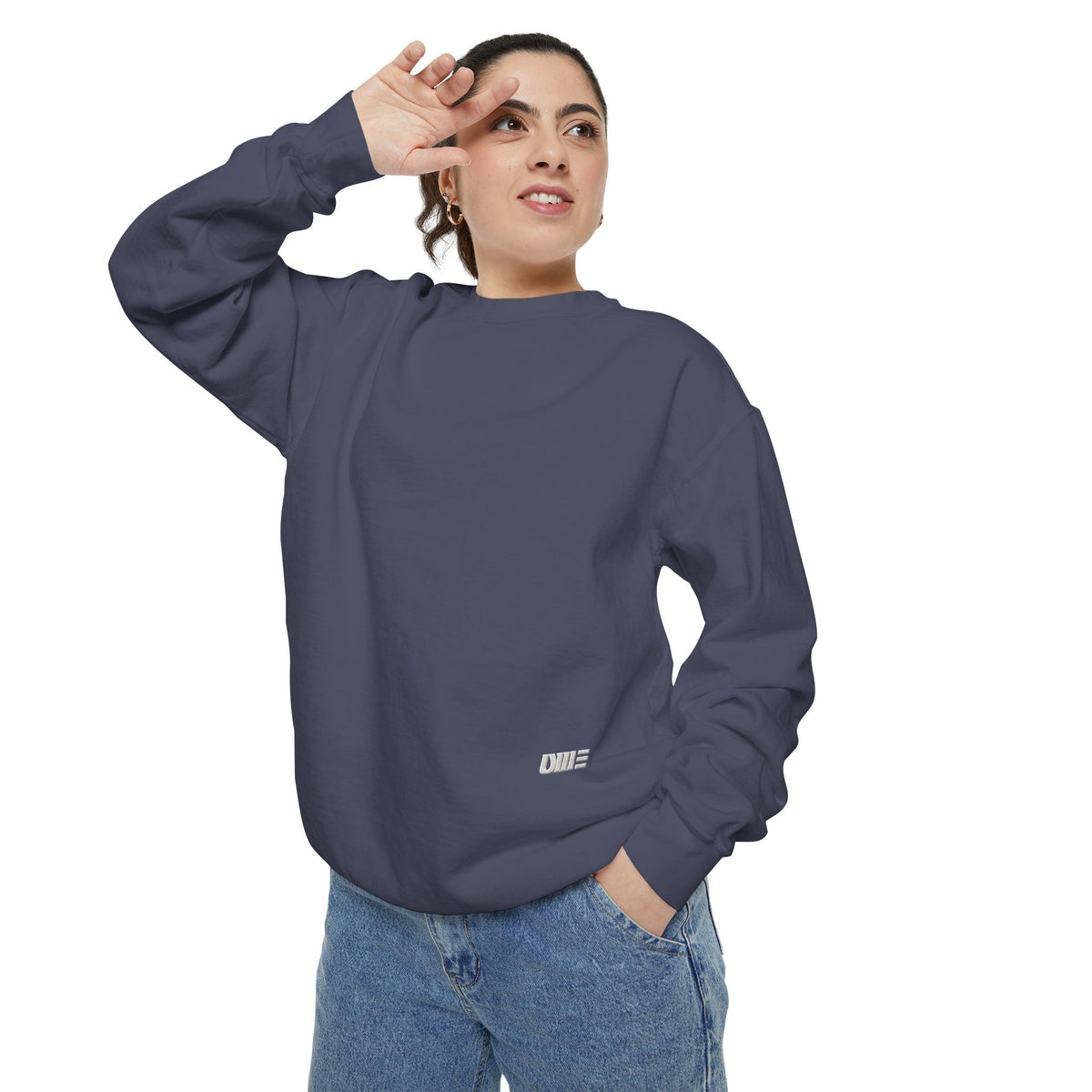Garment-Dyed Crewneck Sweatshirt — Multi-Color Minimal Graphic