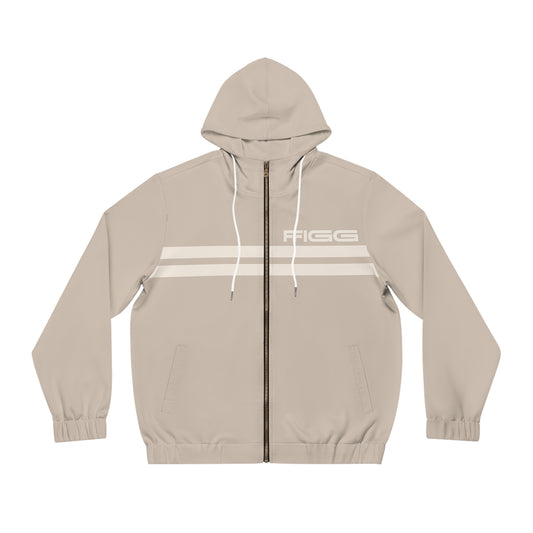 FFiGG Striped Full-Zip Hoodie — Sand Beige All-Over Print
